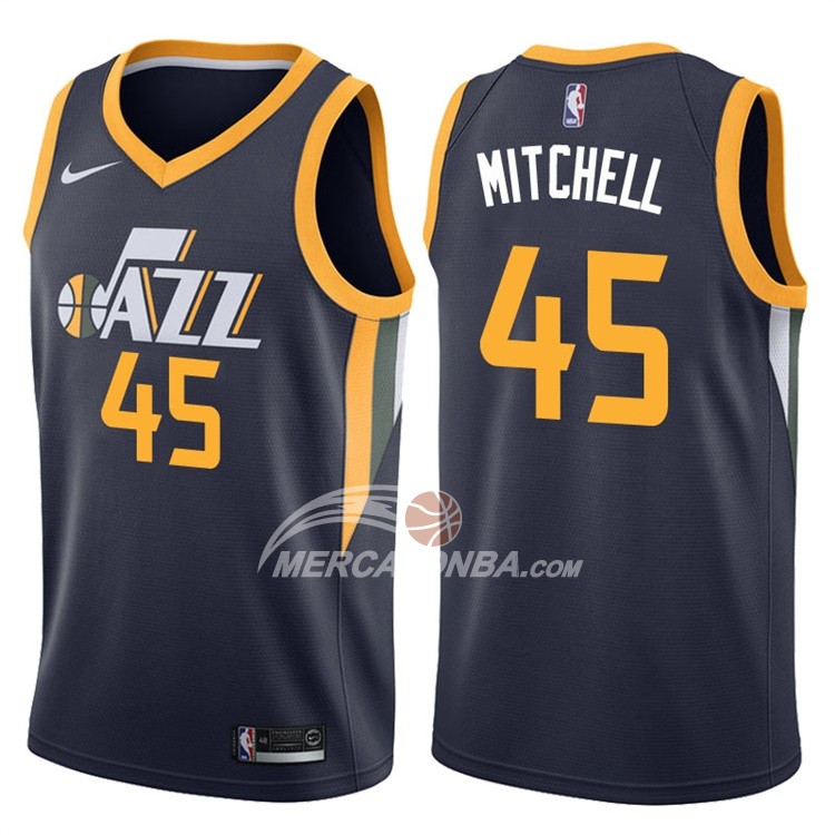 Maglia NBA Donovan Mitchell Utah Jazz Icon Apagado 2017-18 Blu